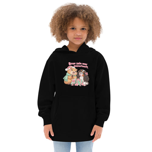 Capy & Cavi Kids Fleece-Hoodie schwarz – Vorderansicht