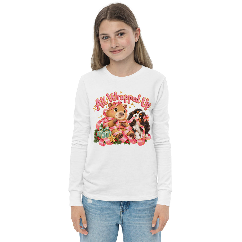 Capy & Cavi Langarmshirt für Jugendliche weiß – Vorderansicht